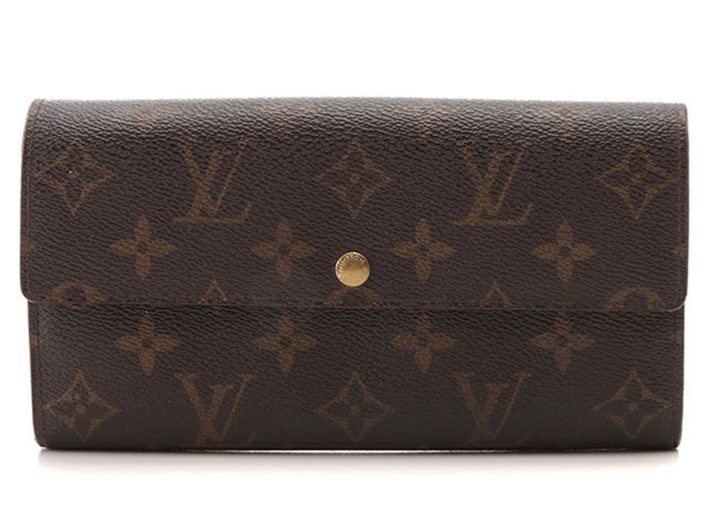 LOUIS VUITTON Pochette Portemonnaie Credit Monogram Long Wallet Circa edges